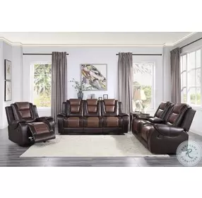 Briscoe Light And Dark Brown Double Reclining Sofa