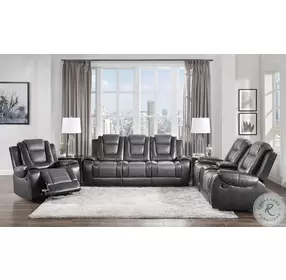 Briscoe Light And Dark Gray Double Glider Reclining Loveseat With Center Console