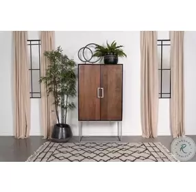 Borman Walnut And Black 2 Door Bar Cabinet
