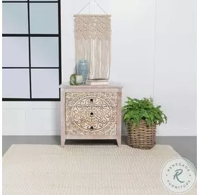 Mariska White Distressed 3 Drawer Accent Cabinet