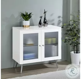 Nieta White High Gloss 2 Tier Accent Cabinet