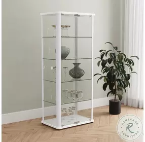 Aero White 5 Shelf Display Curio Cabinet