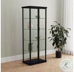 Aero Black 5 Shelf Display Curio Cabinet