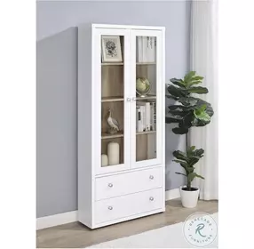 Hawthorne White 4 Shelf Glass Door Tall Cabinet
