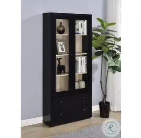 Hawthorne Black 4 Shelf Glass Door Tall Cabinet
