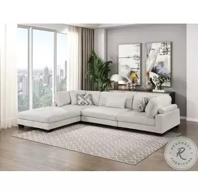 Tinley Beige 4 Piece L Shape Modular Sectional with Ottoman