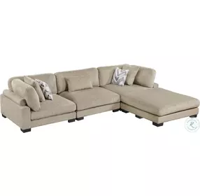 Tinley Brown 4 Piece L Shape Modular Sectional with Ottoman