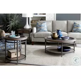 Austin Medium Brown And Dark Bronze Round End Table