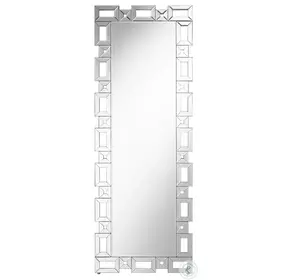 Tavin Silver Geometric Frame Cheval Mirror