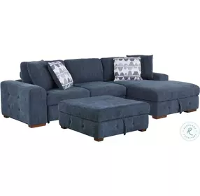 Raife Blue RAF Sectional with Ottoman