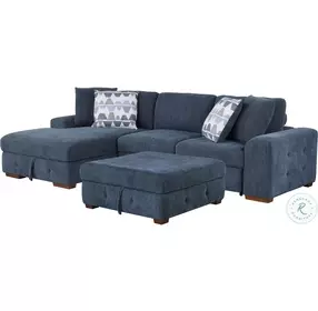 Raife Blue LAF Sectional with Ottoman
