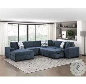 Raife Blue U Shape Sectional with LAF Chaise