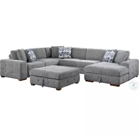 Raife Gray 5 Piece Sectional with Ottoman