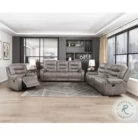 Oberon Grayish Brown Double Reclining Sofa
