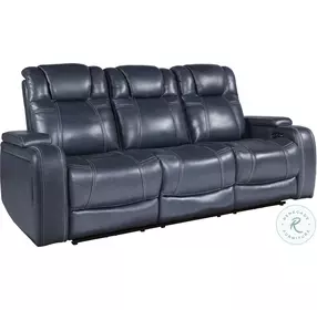 Keziah Blue Double Power Reclining Living Room Set with Power Headrests And Storage Arms
