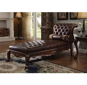 Dresden Cherry Oak 82" Chaise with Pillow and Nailhead Trim