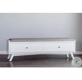Flynn White and Gray 2 Drawer Bench