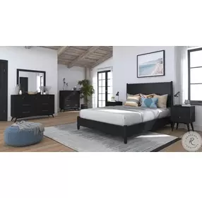 Flynn Black 2 Drawer Nightstand