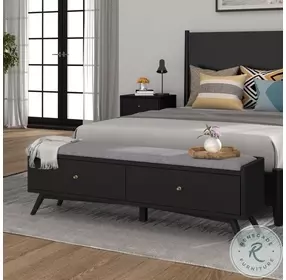 Flynn Black and Gray 2 Drawer Bench