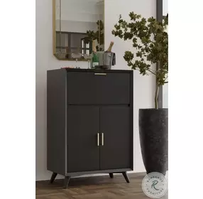 Flynn Black Large Bar Cabinet