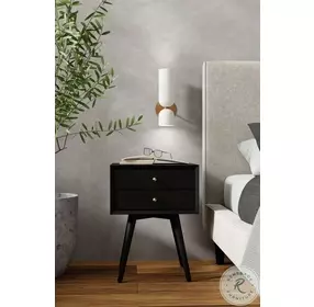 Flynn Black Small Nightstand