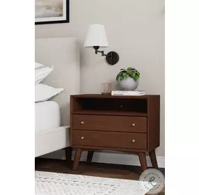 Flynn Walnut 2 Drawer Large Nightstand