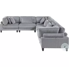 Robstown Gray 6 Piece L Shape Modular Sectional