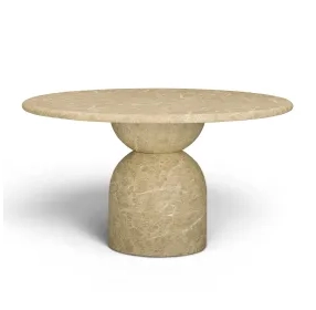 Cynthia Light Emperador and Walnut Outdoor 54" Round Marble Top Dining Table