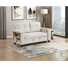 Ansley Beige Loveseat with Pull Out Bed