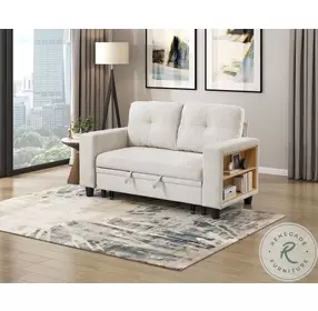 Ansley Beige Loveseat with Pull Out Bed