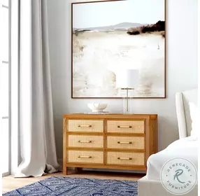 Mesa Natural And Cane 6 Drawer Dresser