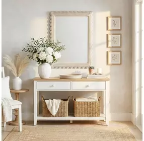 Flora Off White Rectangular Wall Mirror