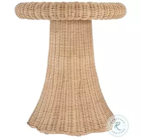 Flora Light Brown Rattan Scalloped 22" End Table