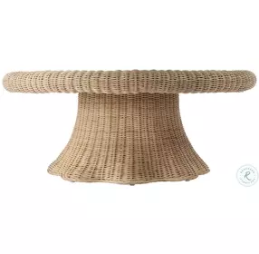 Flora Light Brown Rattan Scalloped 40" Coffee Table