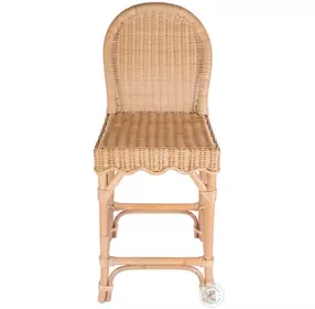 Flora Light Brown Rattan Scalloped Edge Counter Height Stool