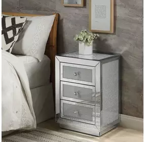 Noralie Silver and Gray 3 Drawer Rectangular Night Table