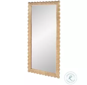Flora Light Brown Scalloped Rattan Floor Mirror