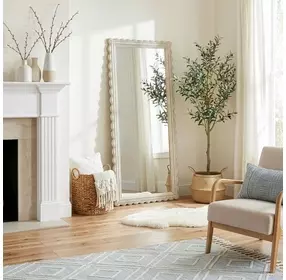Flora Off White Rectangular Floor Mirror