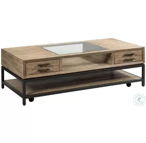 Jefferson Natural Waxed Beige And Dark Bronze Rectangular Occasional Table Set