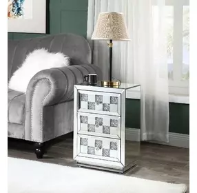Noralie Silver and Gray Rectangular Glass Top Accent Table