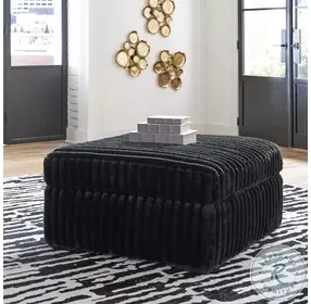 Midnight Madness Onyx Black Oversized Accent Ottoman