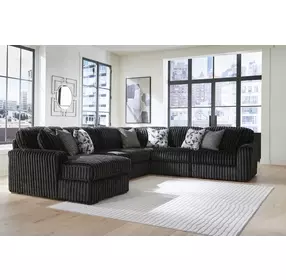 Midnight Madness Onyx 6 Piece Modular Sectional with LAF Corner Chaise