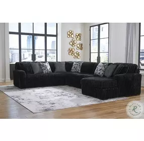 Midnight Madness Onyx Black 4 Piece Sectional with RAF Chaise