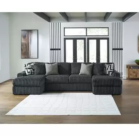 Midnight Madness Gunmetal 3 Piece Double Chaise Sectional with Armless Loveseat