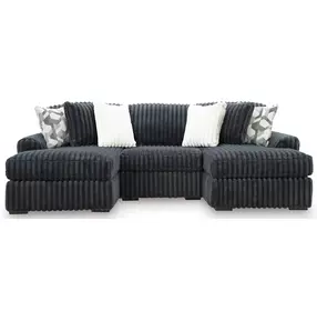 Midnight Madness Gunmetal 3 Piece Double Chaise Sectional