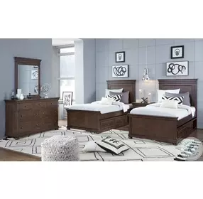 Canterbury Warm Cherry Full Panel Bed With One Side Storage