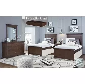 Canterbury Warm Cherry Full Panel Bed With Trundle