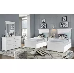 Canterbury Natural White Twin Panel Bed