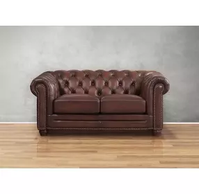 Alwick Caramel Leather 68" Loveseat with Nailhead Trim