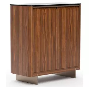Altura Smoked Walnut and Champagne Gold 2 Door Glass Top Hall Chest
